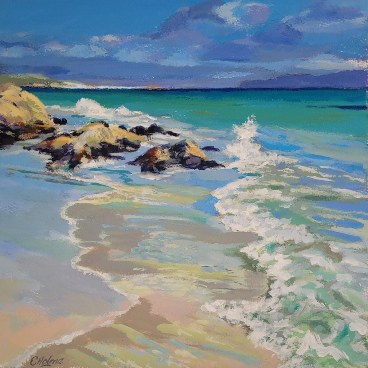 Gliding In Acrylic on watercolour paper. 28cm square.