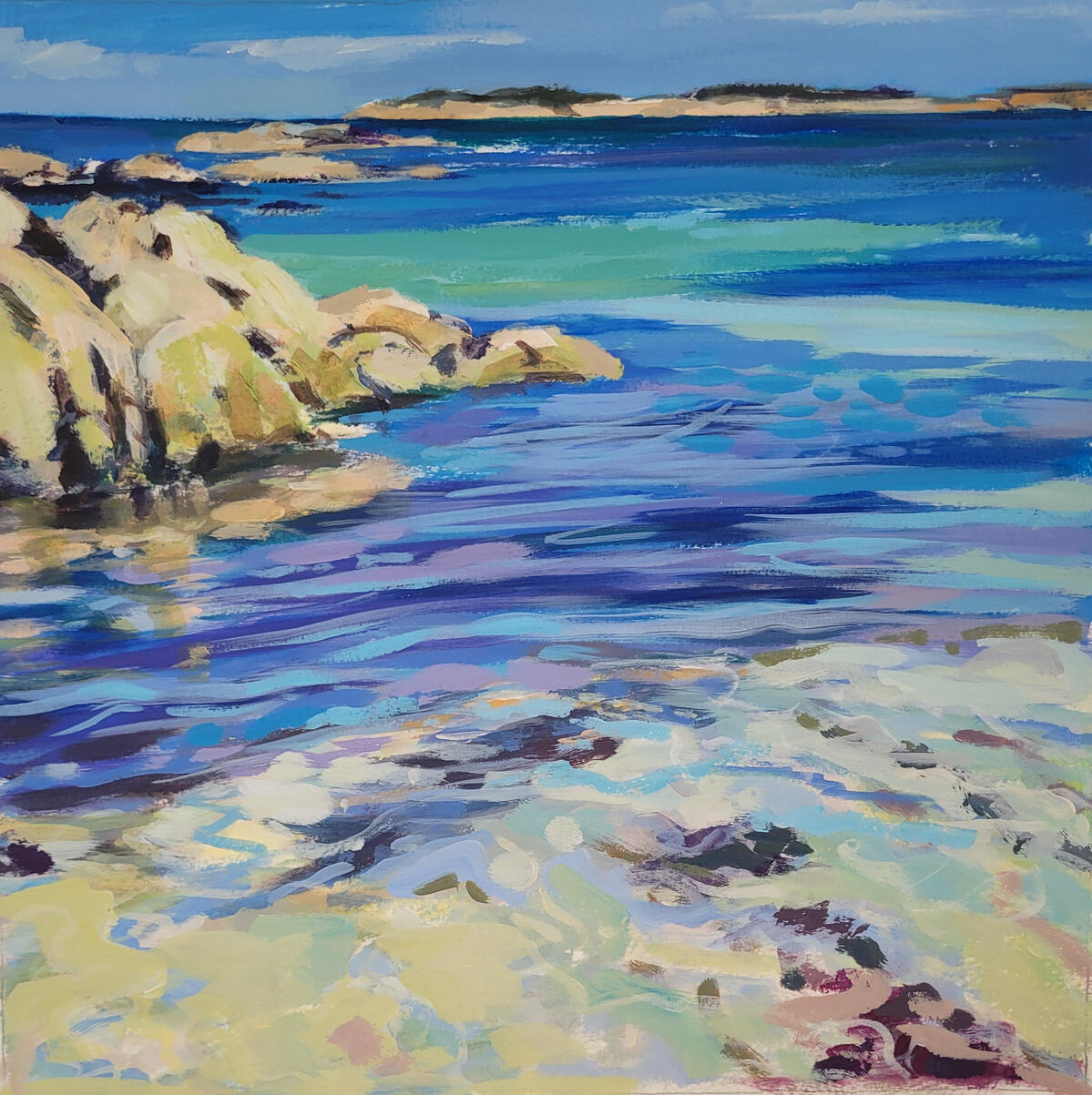 Sun Scorched Rocks Acrylic on Watercolour paper.