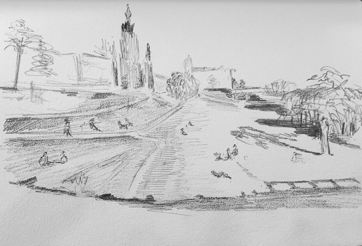 A small pencil sketch I drew of the view from The National Gallery.